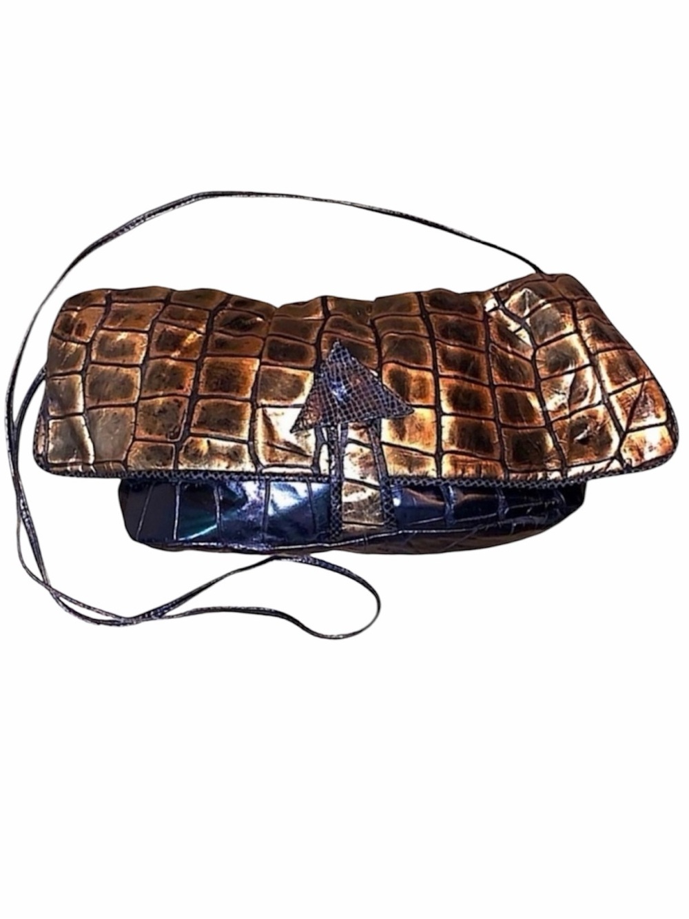 Vintage Colini 80s Leather statement purse black & gold EUC